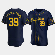 Official Men's Milwaukee Brewers Authentic Corbin Burnes Navy 2021 NL Cy Young Award Winner Jersey Official Men's Milwaukee Brewers Authentic Corbin Burnes Navy 2021 NL Cy Young Award Winner Jersey