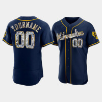 Milwaukee Brewers Custom Men's Navy Jersey - Diamond Edition