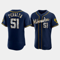 Milwaukee Brewers Freddy Peralta Men's Navy Jersey - Diamond Edition Milwaukee Brewers Freddy Peralta Men's Navy Jersey - Diamond Edition