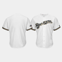 Men's Milwaukee Brewers 2019 Postseason White Official Cool Base Jersey