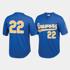 Men's Milwaukee Brewers #22 Royal Mesh Batting Practice Cooperstown Collection Jersey Men's Milwaukee Brewers #22 Royal Mesh Batting Practice Cooperstown Collection Jersey
