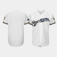 Men's Milwaukee Brewers White 2019 Postseason Authentic Flex Base Jersey