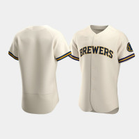 Men's Milwaukee Brewers Cream Authentic Team Home Jersey Men's Milwaukee Brewers Cream Authentic Team Home Jersey