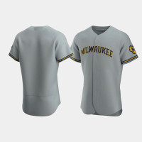 Men's Milwaukee Brewers Gray Authentic Team Road Jersey Men's Milwaukee Brewers Gray Authentic Team Road Jersey