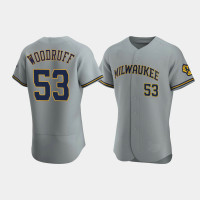 Men's Milwaukee Brewers #53 Brandon Woodruff Gray Authentic Team Road Jersey
