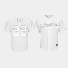 Milwaukee Brewers #22 Christian Yelich 2019 Players' Weekend Yeli White Replica Jersey Men's Milwaukee Brewers #22 Christian Yelich 2019 Players' Weekend Yeli White Replica Jersey Men's