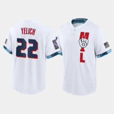 Men's Milwaukee Brewers Christian Yelich White 2021 All-Star Game Replica Jersey Men's Milwaukee Brewers Christian Yelich White 2021 All-Star Game Replica Jersey