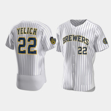 Men's Milwaukee Brewers #22 Christian Yelich White Authentic 2020 Home Jersey Men's Milwaukee Brewers #22 Christian Yelich White Authentic 2020 Home Jersey