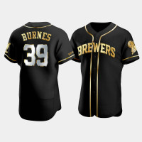 Men's Milwaukee Brewers Corbin Burnes #39 Black Gold Edition Authentic Jersey
