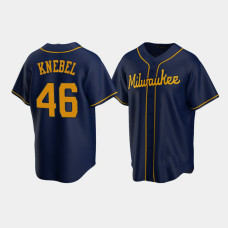 Men's Milwaukee Brewers #46 Corey Knebel Navy Replica Alternate Jersey