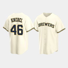 Men's Milwaukee Brewers #46 Corey Knebel Cream Replica Home Jersey