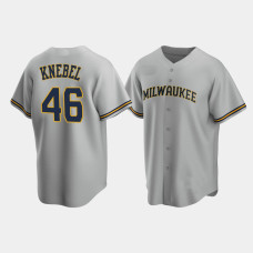 Men's Milwaukee Brewers #46 Corey Knebel Gray Replica Road Jersey