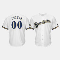 Milwaukee Brewers Men's #00 Custom 2019 Postseason White Official Cool Base Jersey