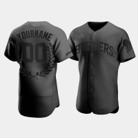 Men's Milwaukee Brewers Custom #00 Black Award Collection Jersey