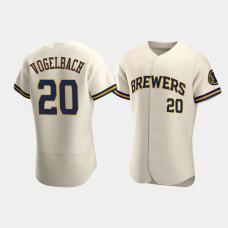Men's Milwaukee Brewers #20 Daniel Vogelbach Cream Authentic Team Home Jersey Men's Milwaukee Brewers #20 Daniel Vogelbach Cream Authentic Team Home Jersey