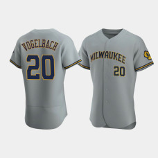 Men's Milwaukee Brewers #20 Daniel Vogelbach Gray Authentic Team Road Jersey Men's Milwaukee Brewers #20 Daniel Vogelbach Gray Authentic Team Road Jersey