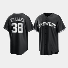Milwaukee Brewers Devin Williams Black White 2021 All Black Fashion Replica Jersey