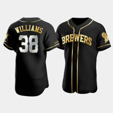 Men's Milwaukee Brewers Devin Williams #38 Black Gold Edition Authentic Jersey