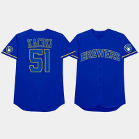 Men's Milwaukee Brewers #51 Freddy Peralta 2021 Players Weekend Nickname Blue Jersey