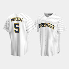 Men's Milwaukee Brewers Garrett Mitchell #5 White 2020 Draft Alternate Replica Jersey