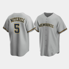 Men's Milwaukee Brewers Garrett Mitchell #5 Gray 2020 Draft Road Replica Jersey