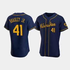 Men's Milwaukee Brewers #41 Jackie Bradley Jr. Navy Authentic Team Alternate Jersey