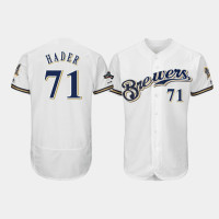 Men's Milwaukee Brewers #71 Josh Hader White 2019 Postseason Authentic Flex Base Jersey