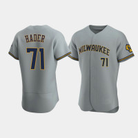 Men's Milwaukee Brewers #71 Josh Hader Gray Authentic Team Road Jersey