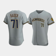 Men's Milwaukee Brewers #71 Josh Hader Gray Authentic Team Road Jersey Men's Milwaukee Brewers #71 Josh Hader Gray Authentic Team Road Jersey