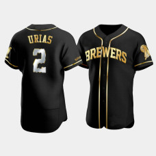 Men's Milwaukee Brewers Luis Urias #2 Black Gold Edition Authentic Jersey