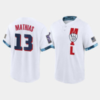 Men's Milwaukee Brewers Mark Mathias White 2021 All-Star Game Replica Jersey Men's Milwaukee Brewers Mark Mathias White 2021 All-Star Game Replica Jersey