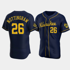 Jacob Nottingham Milwaukee Brewers 50th Anniversary Navy Authentic Alternate Jersey Jacob Nottingham Milwaukee Brewers 50th Anniversary Navy Authentic Alternate Jersey