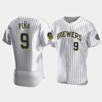 Manny Pina Milwaukee Brewers 50th Anniversary White Authentic Home Jersey Manny Pina Milwaukee Brewers 50th Anniversary White Authentic Home Jersey