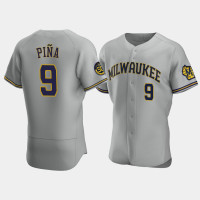 Manny Pina Milwaukee Brewers 50th Anniversary Gray Authentic Road Jersey Manny Pina Milwaukee Brewers 50th Anniversary Gray Authentic Road Jersey