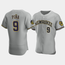 Manny Pina Milwaukee Brewers 50th Anniversary Gray Authentic Road Jersey Manny Pina Milwaukee Brewers 50th Anniversary Gray Authentic Road Jersey