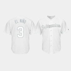 Milwaukee Brewers #3 Orlando Arcia 2019 Players' Weekend El Nino White Replica Jersey Men's