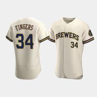 Men's Milwaukee Brewers #34 Rollie Fingers Cream Authentic Team Home Jersey Men's Milwaukee Brewers #34 Rollie Fingers Cream Authentic Team Home Jersey