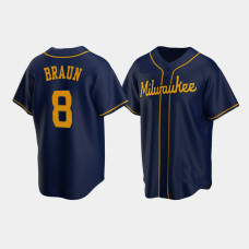 Men's Milwaukee Brewers #8 Ryan Braun Navy Replica Alternate Jersey