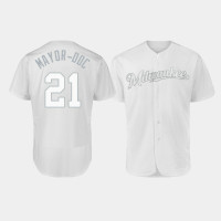 Men's Milwaukee Brewers Authentic #21 Travis Shaw 2019 Players' Weekend White Mayor-Ddc Jersey