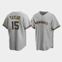Men's Milwaukee Brewers #15 Tyrone Taylor Gray Replica Road Jersey Men's Milwaukee Brewers #15 Tyrone Taylor Gray Replica Road Jersey