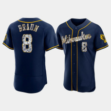 Milwaukee Brewers Ryan Braun Men's Navy Jersey - Diamond Edition