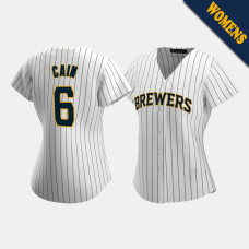Women's Milwaukee Brewers Lorenzo Cain #6 White Replica 2020 Alternate Jersey