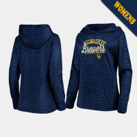 Women's Milwaukee Brewers Simplicity Heathered Navy Pullover Majestic Hoodie