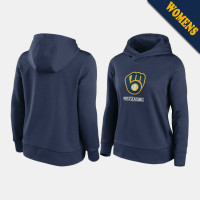 Women's Milwaukee Brewers 2020 Postseason Navy Authentic Collection Pullover Hoodie
