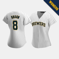 Women's Milwaukee Brewers Ryan Braun #8 White Replica 2020 Alternate Jersey