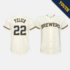 Youth Milwaukee Brewers Christian Yelich #22 Cream Replica Home Jersey Youth Milwaukee Brewers Christian Yelich #22 Cream Replica Home Jersey