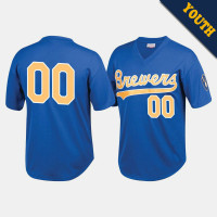 Youth Milwaukee Brewers Custom #00 Royal Cooperstown Collection Batting Practice Mesh Jersey