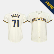 Youth Milwaukee Brewers Josh Hader #71 Cream Replica Home Jersey Youth Milwaukee Brewers Josh Hader #71 Cream Replica Home Jersey