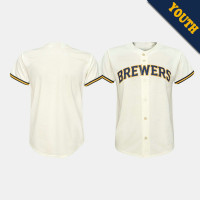 Youth Milwaukee Brewers Cream Replica Home Jersey