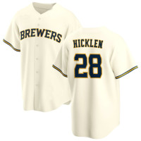 Brewer Hicklen #28 Milwaukee Brewers Home Jersey - Cream Limited